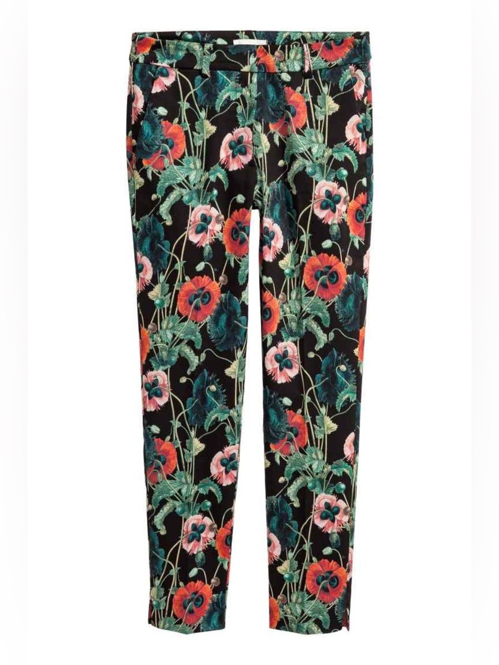 H&M Black Floral Waistband Detail Pants